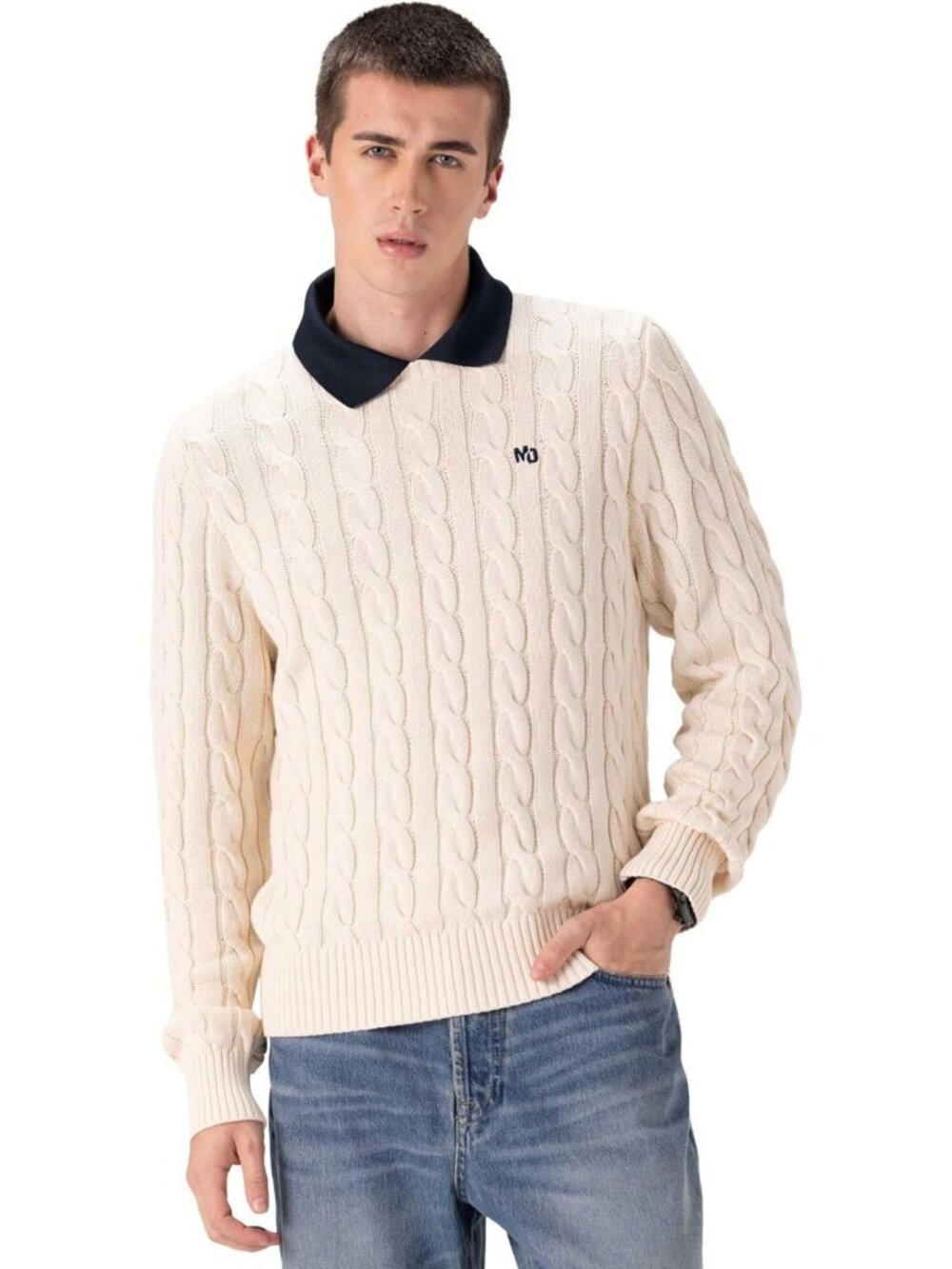 Members Only Men's Crew Neck Cable Knit Sweater | Crew Neck Sweater | Mens Cable